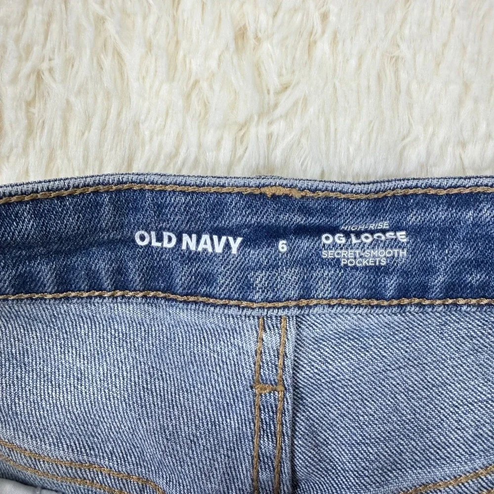 Old Navy OG Loose Jeans Womens 6 Blue High Rise Straight Leg Denim